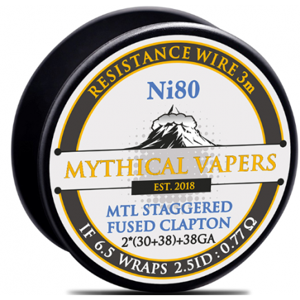 Mythical Vapers - Mtl Staggered Fused Clapton Wire Ni80 2*(30ga+38ga)+38ga 3m