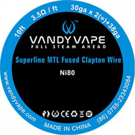 Vandy Vape - Ni80 Superfine Mtl Fused Clapton Wire 30ga*2+38ga
