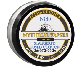 Mythical Vapers - Staggered Fused Clapton Coils Ni80 26ga+36ga*2+36ga 0.3ohm