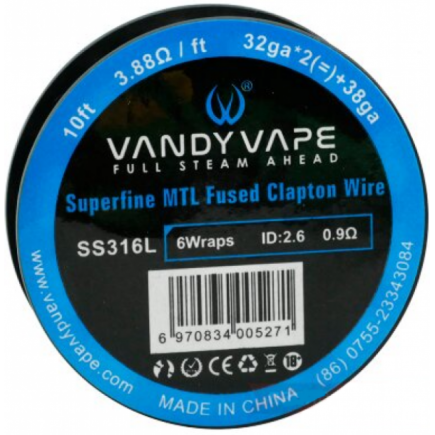 Vandy Vape - SS Superfine Mtl Fused Clapton Wire 32ga*2+38ga